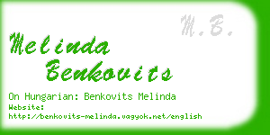 melinda benkovits business card